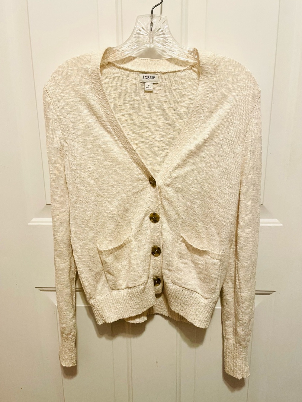 J.Crew Women's Cream Button-Front Knit Beach Cardigan